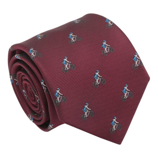 Burgundy Cycling Sports Embroidered Tie