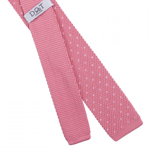 Baby Pink Flecked V Polka Dot Knitted Skinny Tie